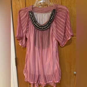 Women lined sheer embellished top in M NWOT